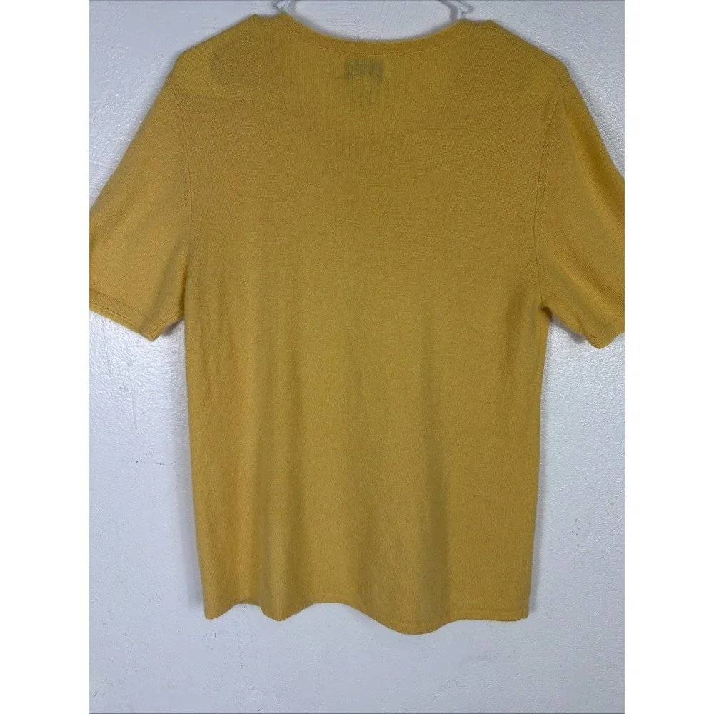 Sutton studio‎ 100% Cashmere Women Yellow Short Sleeve Top XL